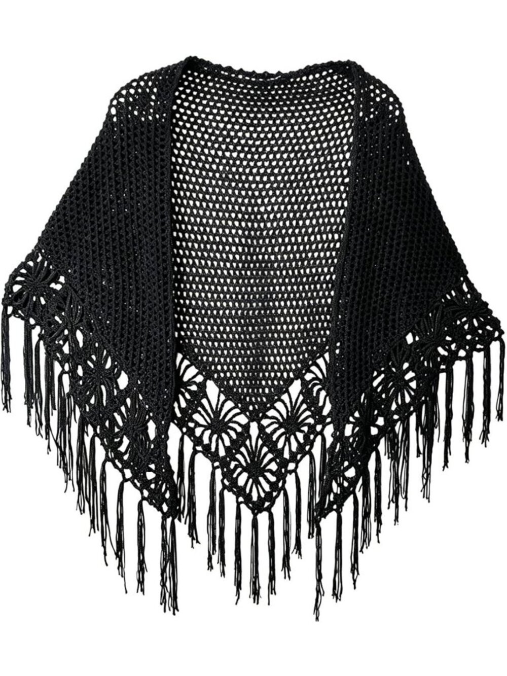 Handmade Crochet Shawl, Black, Boho Style